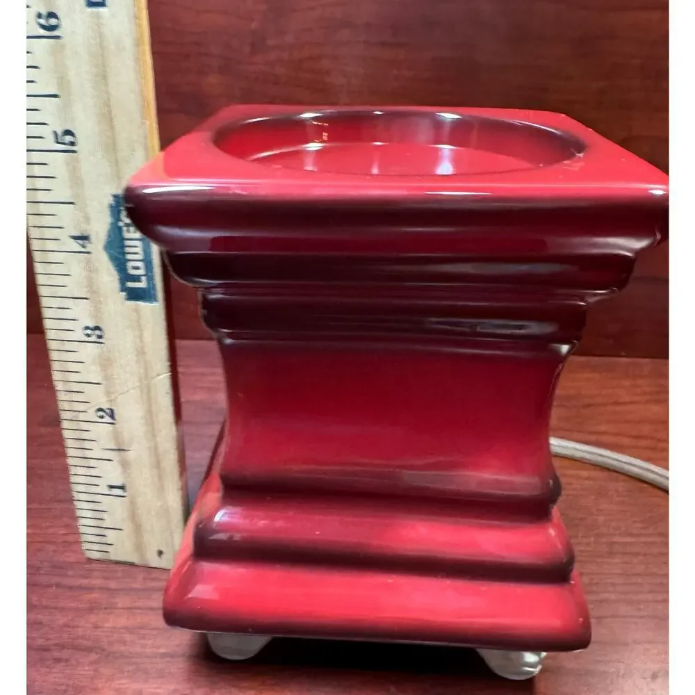 Gold Canyon Red Footed Pedestal Candle Wax Pod Electric Warmer with Timer